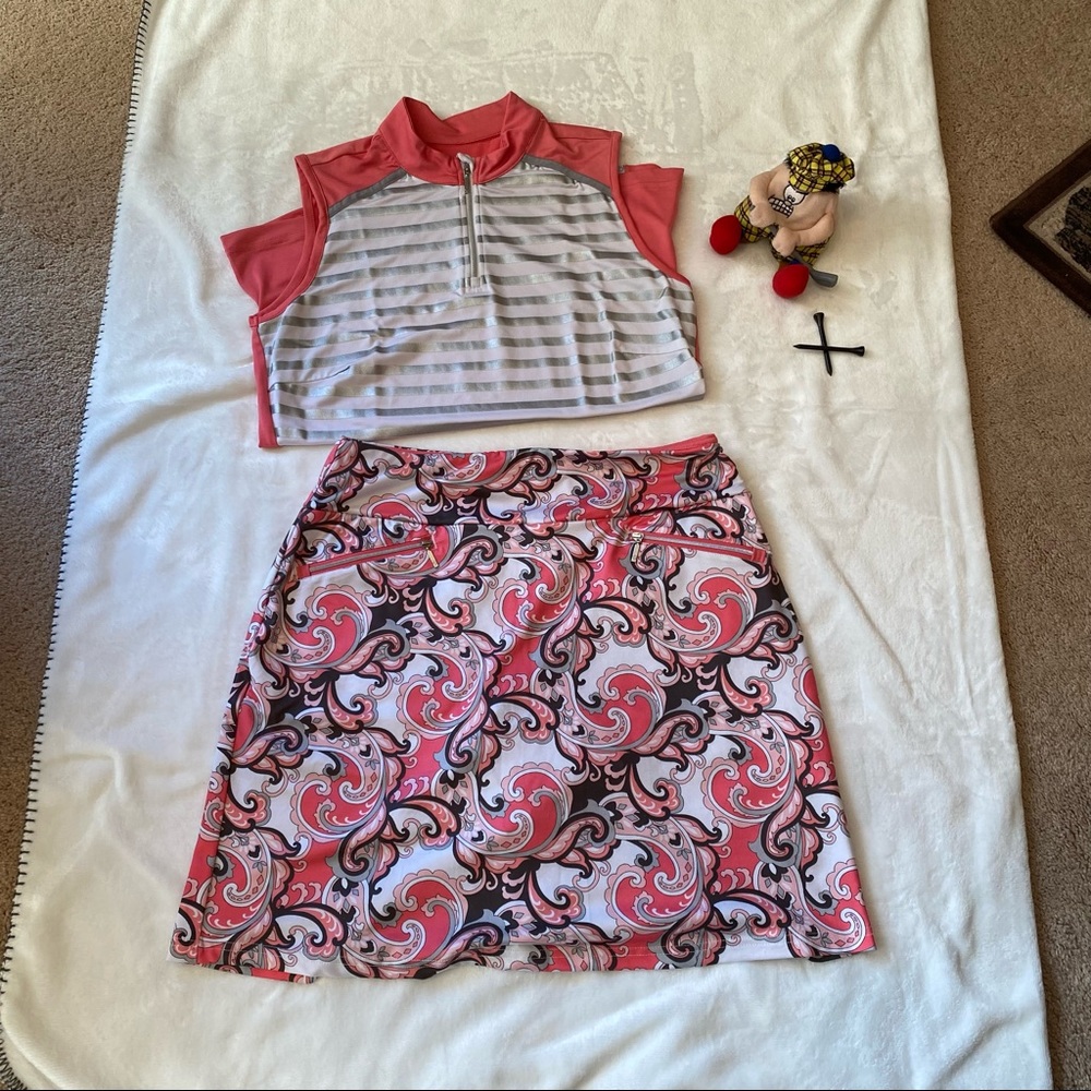 GG Blue luxe sport 2-piece skort with matching sleeveless shirt, medium